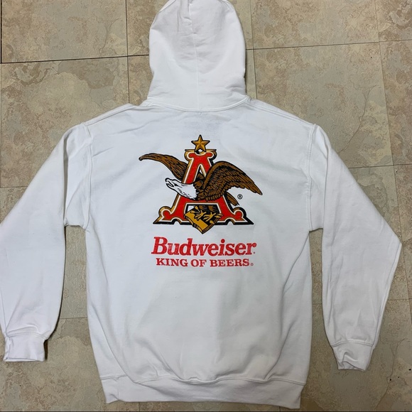 Budweiser Other - Men’s Budweiser King Of Beers White Sweatshirt Hoodie Size Medium NWT